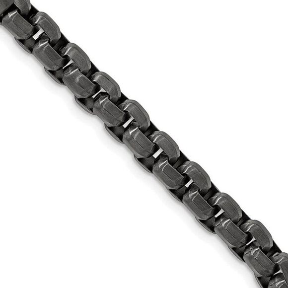 Mens Stainless Steel Gunmetal Plated Fancy Box Chain Necklace 24 Inch